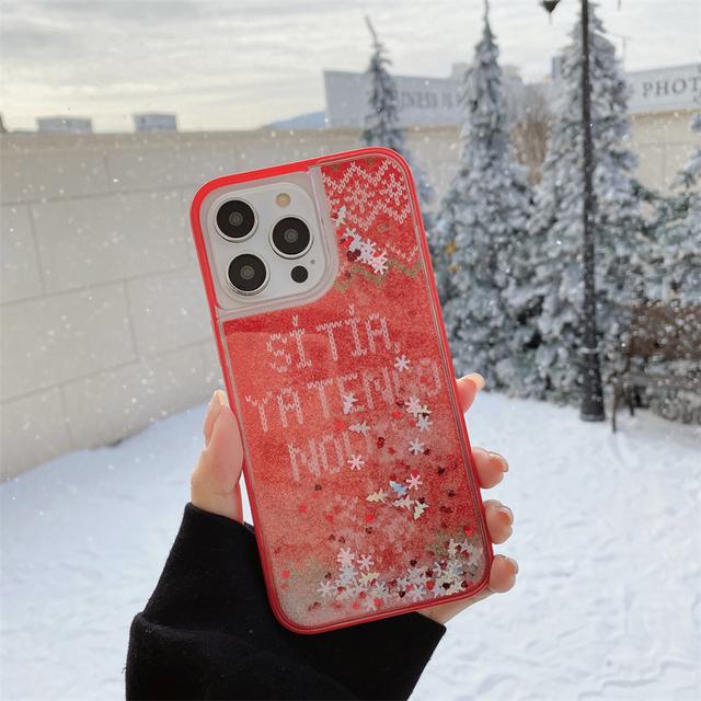 

Корейский милый чехол для телефона с 3d рождественскими снежинками и зыбучими песками для Iphone 14 13 12 Pro Max, блестящий противоударный мягкий чехол на заднюю панель, принципиально