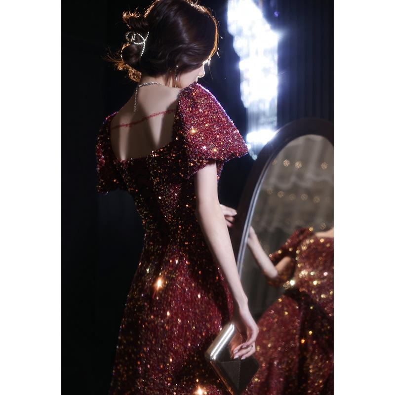 Evening Dress Sequined Style Light Luxury Niche Dress Skirt Female Banquet Temperament Celebrity Sense Host Performance Clothes