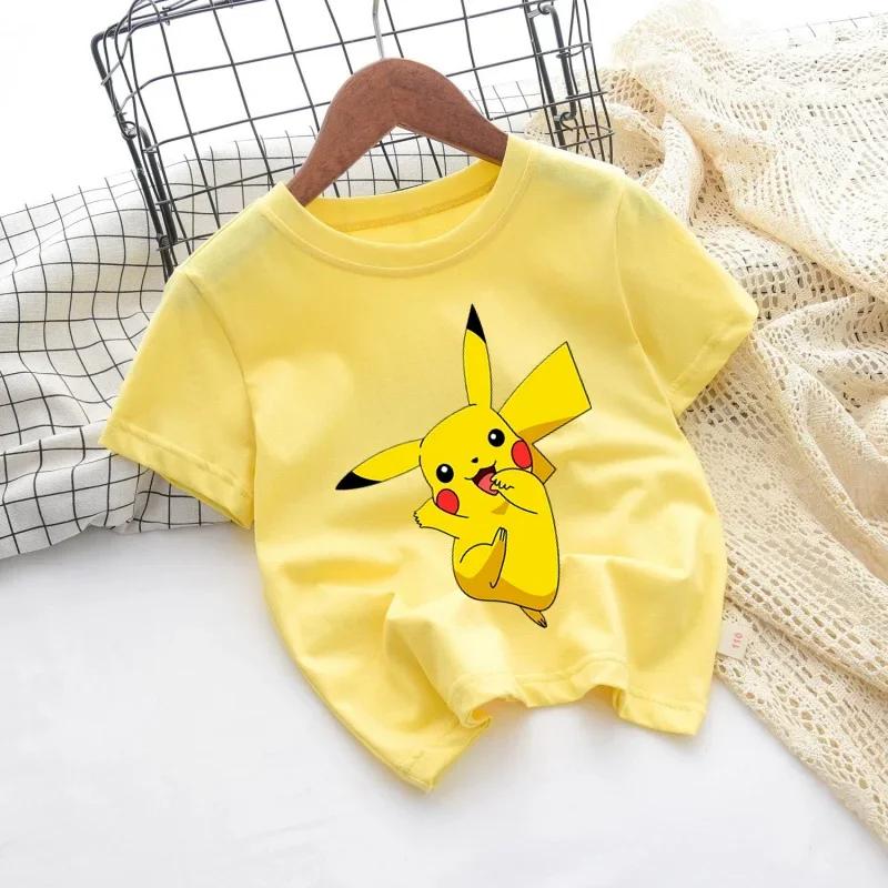 New Cartoon Printed Pikachu Game T-shirt for Kids - Short Sleeve Boys' and Girls' Casual Shirt for 2025 Sports Shirt