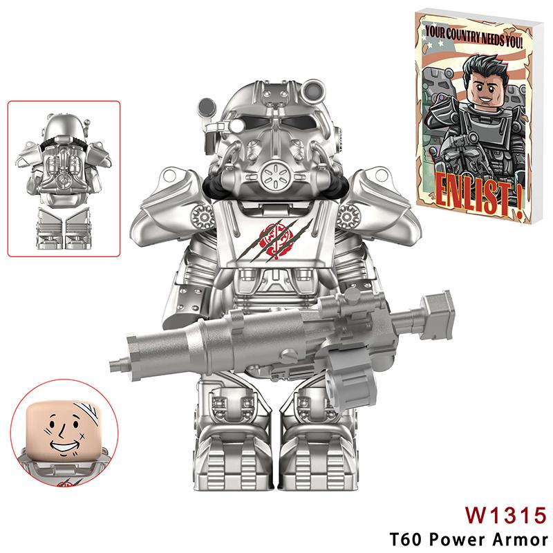 

MOC Military T60 Power Armor Soldiers Mini Anime Action Figures Bos Knights Robots Building Blocks Bricks DIY Toys for KIDS gift
