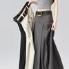 2026 Spring Women's High-Waisted Pleated A-Line Skirt with Belt - Drapey and Slimming