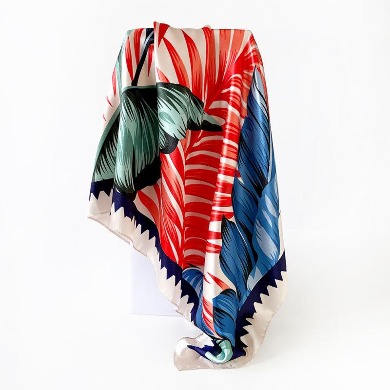 90cm Headscarf for Women – New Arrival: Colourful Printed Silk Scarf, Trendy and Versatile Shawl, Rayon Square Scarf