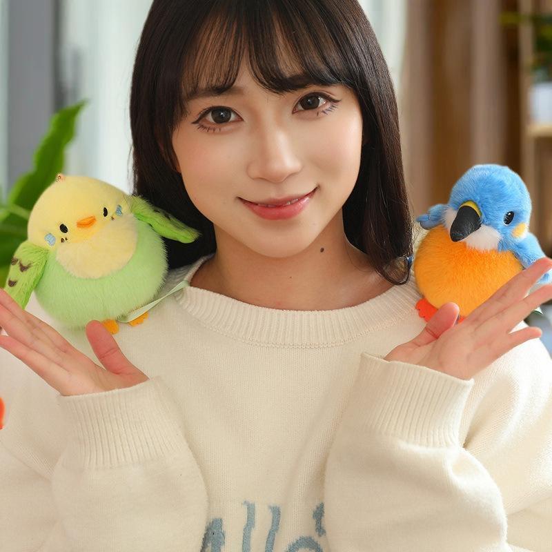 1 Piece Pretty Parrot Pigeon Funny Toy Cute Mini Standing Shoulder Pet Bird Plush Toys Fluffy Backpack Pendant For Kids