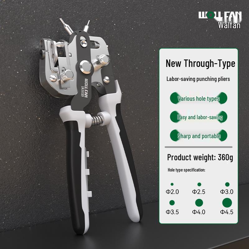 Effort-Saving Manual Punch Pliers for Leather Belts, Watch Straps, and Notebooks - Round and Oval Holes