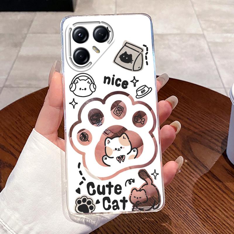 For Tecno Pova 7 Pro Ultra 5G Case LJ8 LJ9 Aesthetic Cute Cat Fashion Back Cover Techno Pova 7Pro 7Ultra Transparent Phone Case