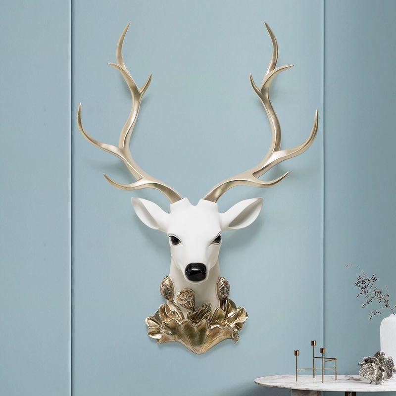 BEPAN Resin decorative items, American-style living room TV background wall decorations, wealth-attracting deer head wall hangers