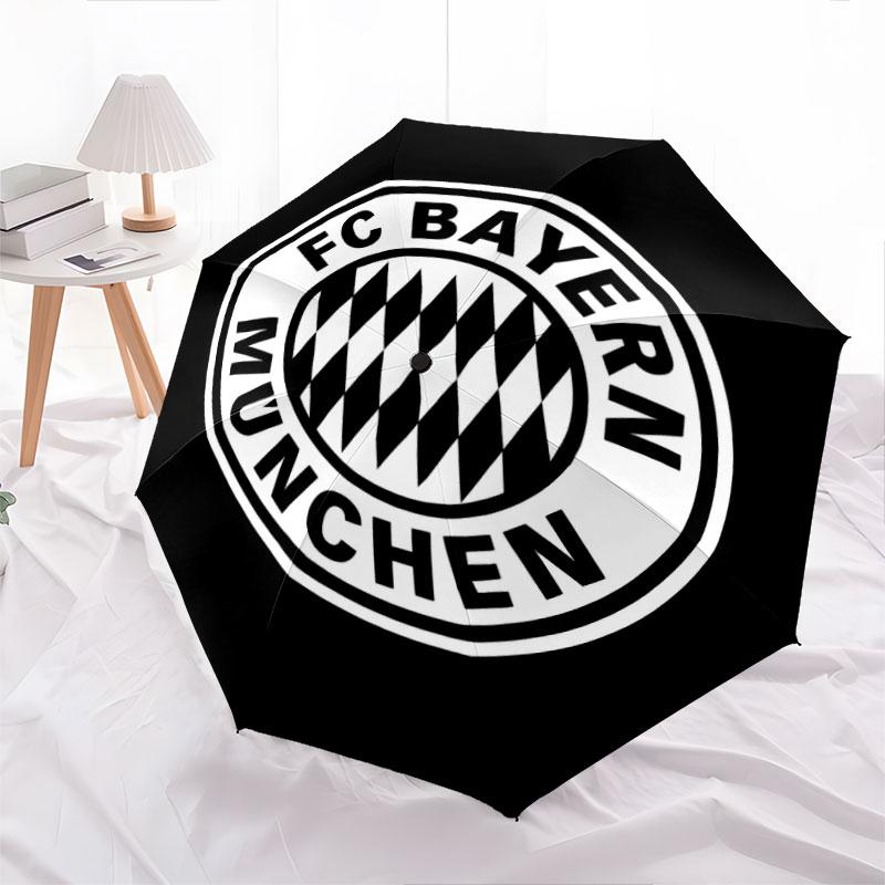 Muster des FC Bayern München, automatischer Regenschirm, tragbares und faltbares Design, 8 Schirmstäbe, ein Weihnachts- oder Geburtstagsgeschenk.