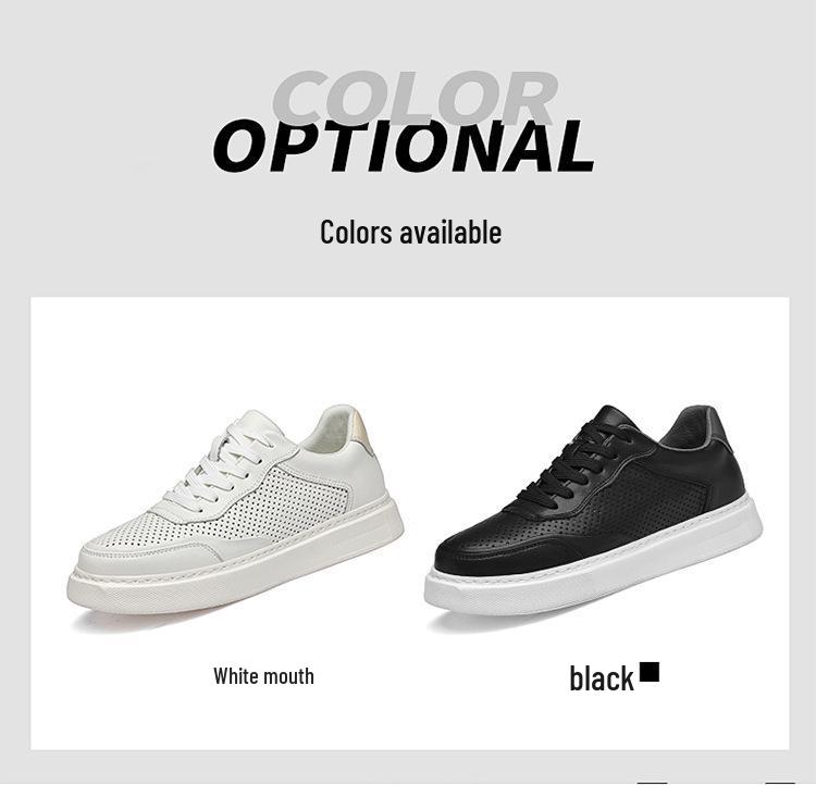Men's Retro White Platform Sneakers with Thick Sole and Breathable Design