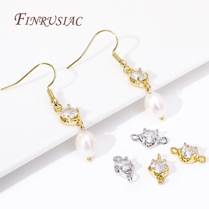 18K Gold Plated Zircon Crystal Decoration Connector Charms Accessories For Handmade DIY Women's Bracelet Earring Jewelry Making