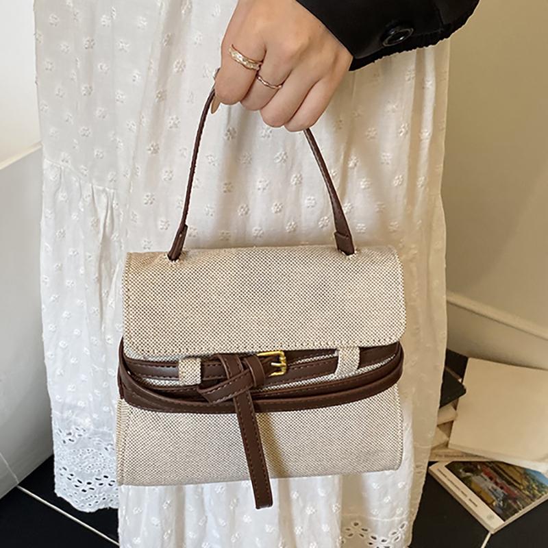 Large Capacity Lady Flap Handbag Fashion Vintage Korean Style Strap Shoulder Bag Cloth Niche Design Retro Bucket Bag Autumn