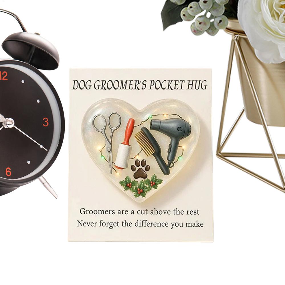 

Paw Print Hug Pet Groomer Keepsake With Card Encouragement Collectible For Friends Women Men Adults Kids Boys Girls