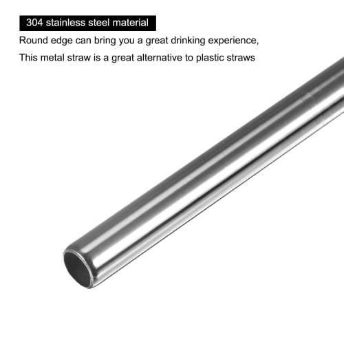 uxcell Reusable Metal Straws, Stainless Steel, Large, 215mm Long, for Cold Drinks, Cocktails, Coffee, Iced Tea, Milk, and Juice, Silver, 4-Pack
