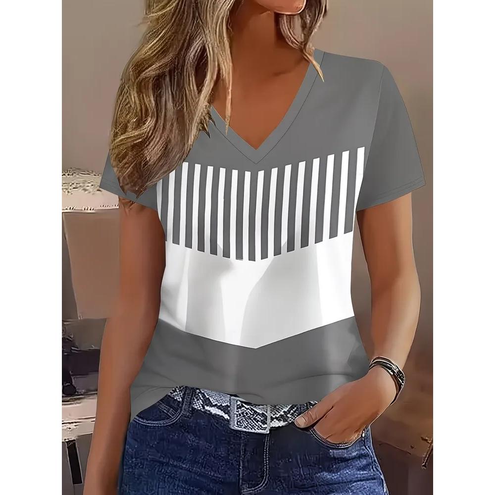 Fashion Loose V-Neck Women's Short Sleeve Fashion Top Casual Versatile T-Shirts Women’s