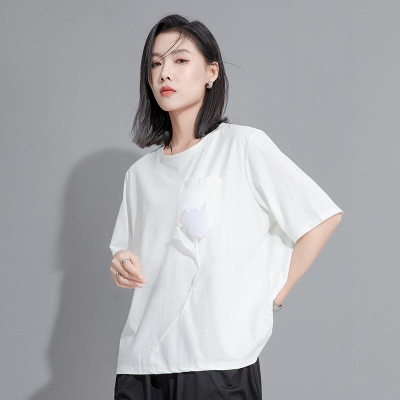 Short sleeve oversized vintage floral Casual loose summer t shirt tops Women t-shirt