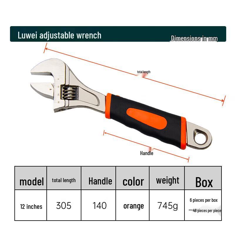 SMVP Industrial Nickel-Plated Adjustable Wrench CN plug (adapter included)