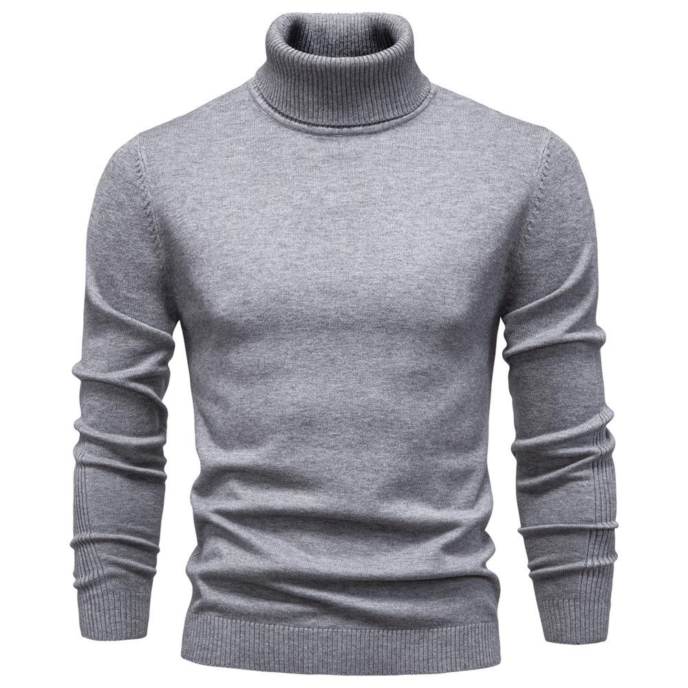 Winter Men Turtleneck Sweater Casual Solid Color Warm Pullover High Quality Slim High Neck Long Sleeve Sweater Men