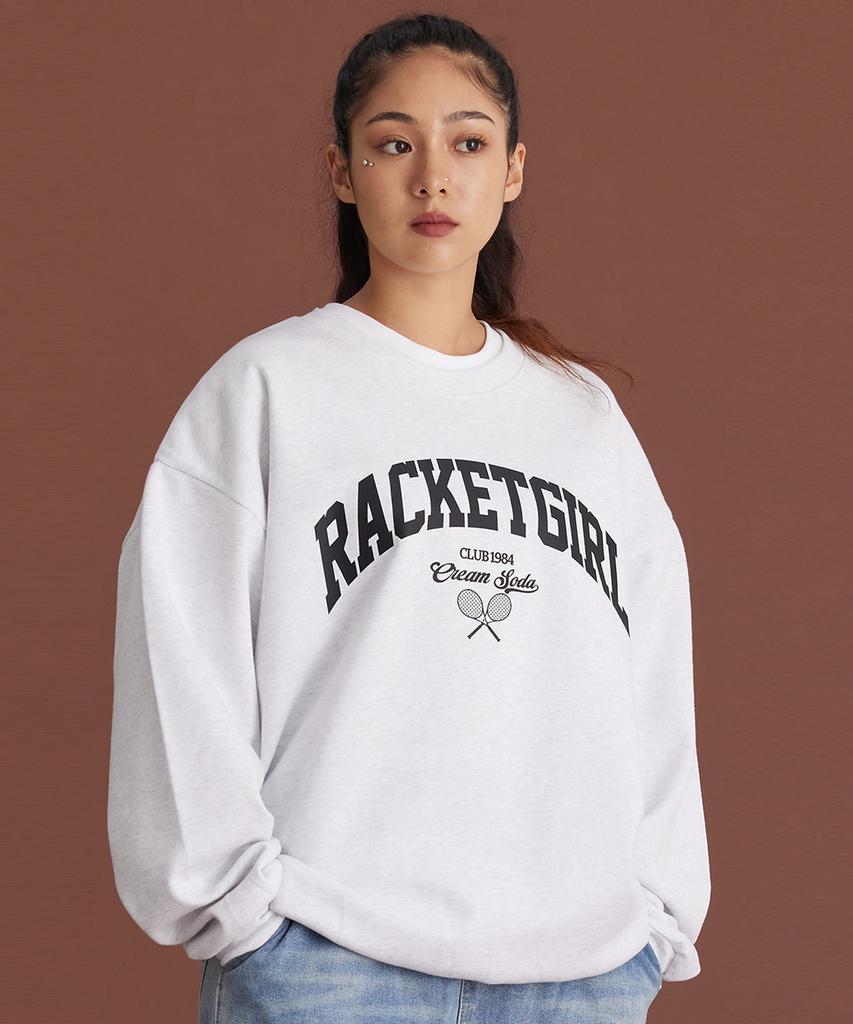 CREAM SODA LAB Racket Girl Light Gray Black Sweatshirt