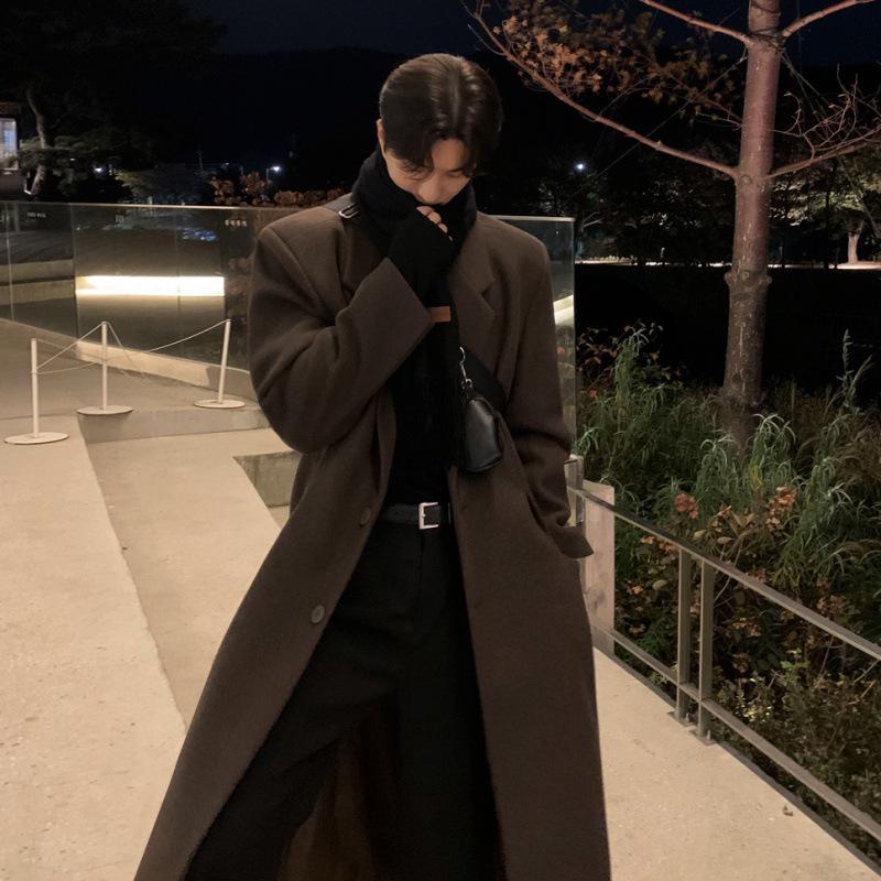 

Шерстяное пальто мужское зимнее среднее и длинное до колена шерстяное пальто утолщенное теплое куртка 2XL