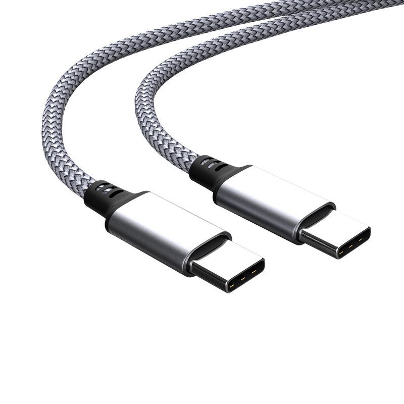 CE Certified Dual-Headed Braided Type-C Data Cable, Compatible with Samsung Laptops for PD60W Charging 0.5m серебряный серый