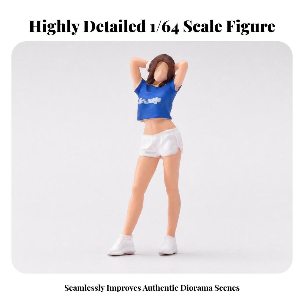 1/64 Scale Figurine Painted Female Miniature Raised Arms Figure for Collectors,