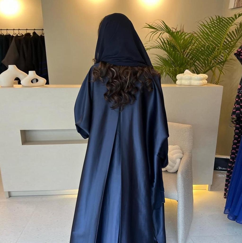 MQ191 Muslimská saténová abaya: Středovýchodní dlouhý roucho, Volný jednobarevný kardigan jako svrchní oděv