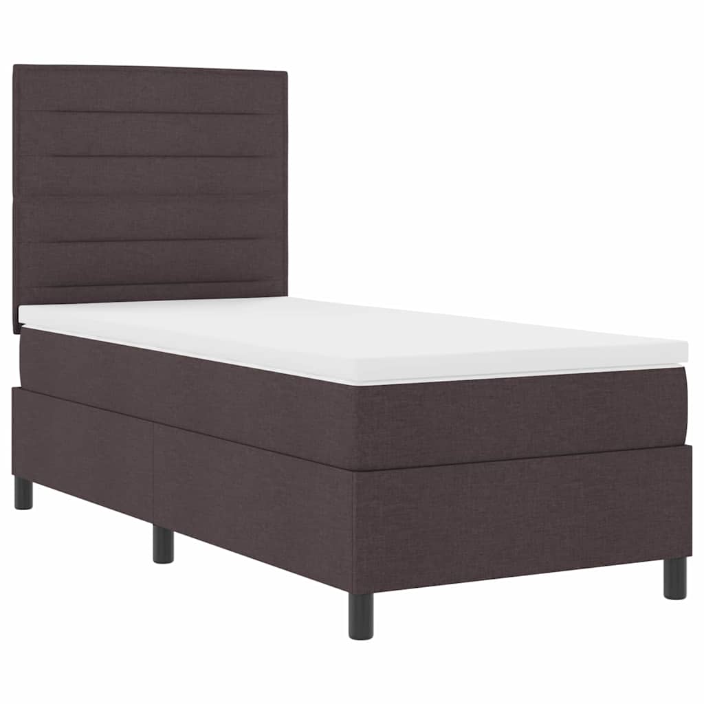 Box Spring Bed with Mattress Dark Brown 90 x 190 cm Fabric