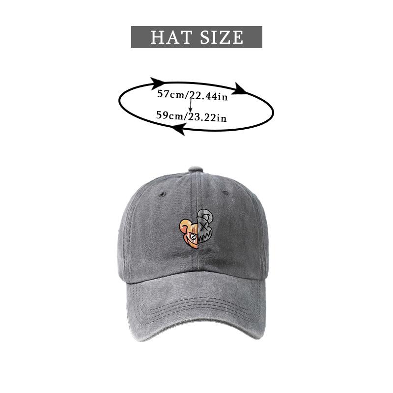 New Style Retro  Fashionable Printed Violent Bear Washed Baseball Cap Outdoor Casual Sun Protection Visor Cap