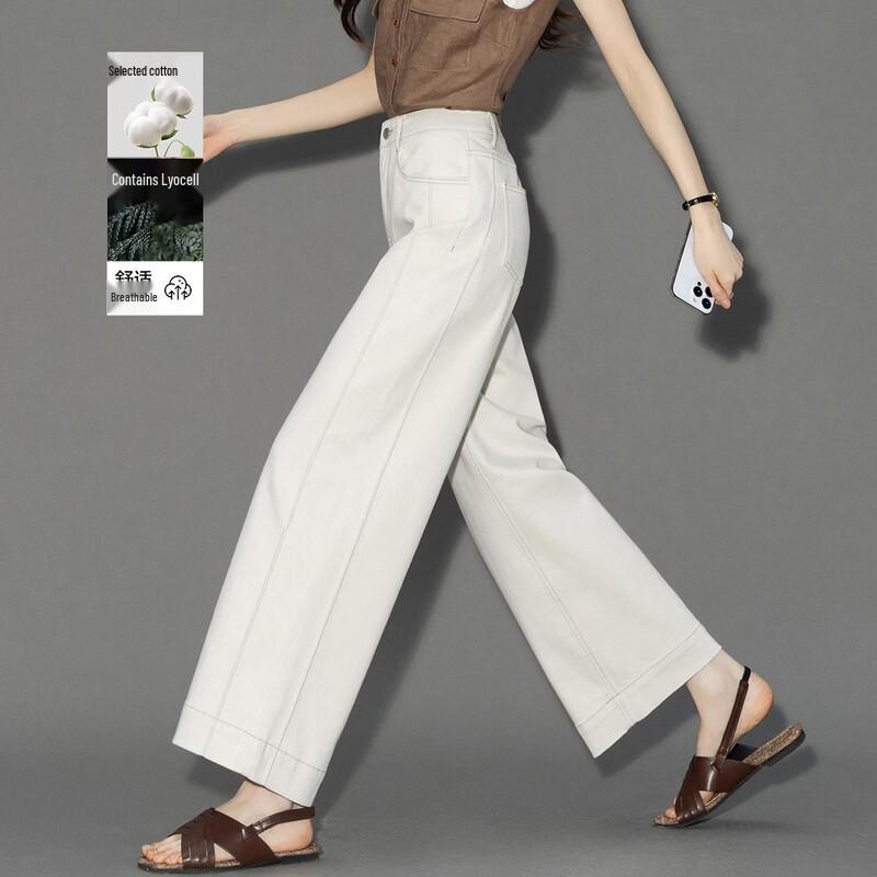 DEMANA Women s Lyocell Blend High-Waist Straight Jeans L