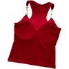 Damen schwarzes reines Baumwoll-Camisole mit Brustpolstern, Metallschnalle und quadratischem Ausschnitt - Ärmellose rückenfreie Weste