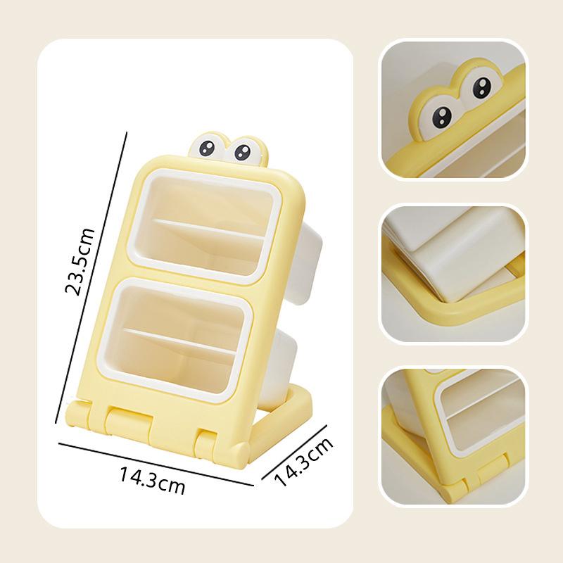 

Наклонный держатель для ручек, подставка для канцелярских товаров, органайзер для хранения косметики, настольный органайзер для общежития колледжа, офиса, школы жёлтый