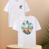 2D trendy high-quality print 2025 summer fashion fitness small fish graffiti black and white pure cotton short-sleeved T-shirt