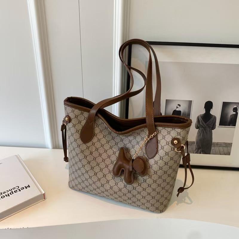 Large Capacity Women'S Fashion Commuter Shoulder Bag Vintage Printed Portable Tote Bag