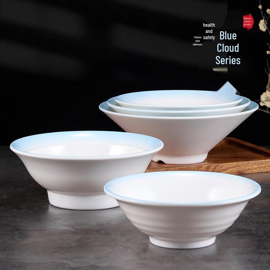Imitation Porcelain Melamine Ramen Bowl - Large Douli Hat Design for Soup, Mala Tang, Rice Noodles