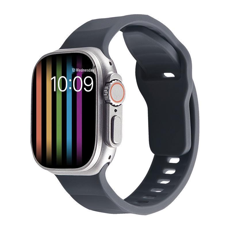 Волнистый силиконовый ремешок для Apple Watch iWatch9 с квадратной пряжкой - Ultra 2. 38/40/41/42MM