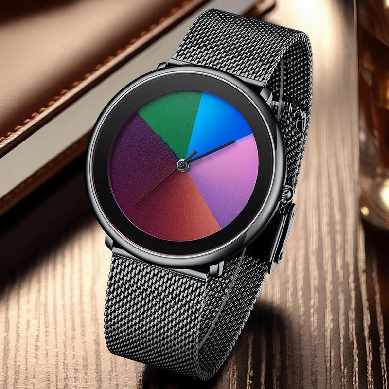 New Fashion Watches Men Luxury Casual Quartz Wristwatches 30M Waterproof Mesh Strap Colorful Womens Watch Reloj Hombre