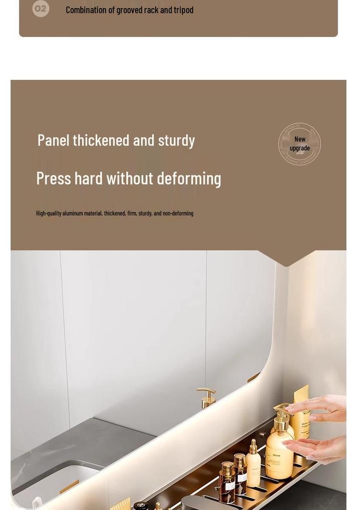No-Drill Wall-Mounted Bathroom Shelf for Mirror, Faucet, and Vanity
