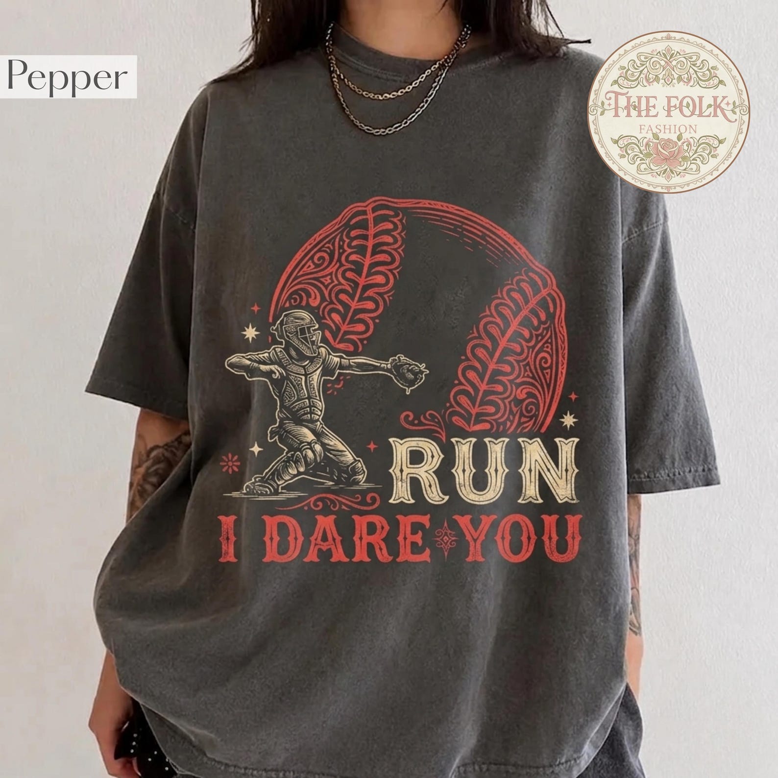 Run I Dare You Shirt, Vintage Baseball Catcher Comfort Colors Tee, Retro Softball Graphic T-shirt, Game Day Sports Shirt, Baseball Fan Gift S
