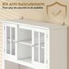 High Kitchen Sideboard with LED, Display Cabinet, 4 Doors, 2 Glass, Drawers, Bottle Rack, White