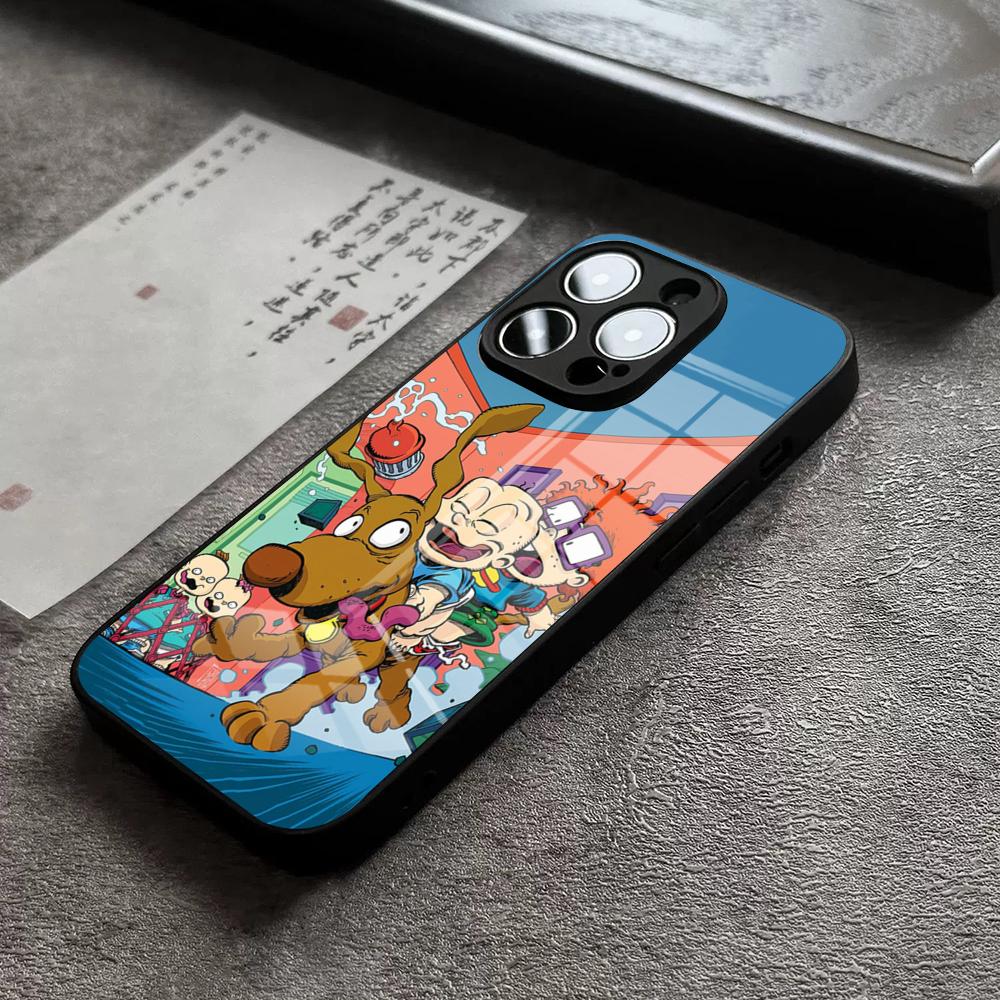 Phone Case For IPhone 17 Pro Max 14 Pro 15 12 11 13 Mini X XR XS 16 Plus SE Glass Cover Boy & Girl Rugrats Chuckie's