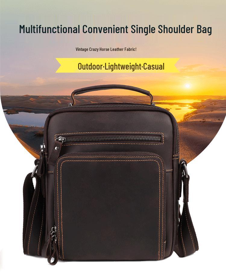 Herren Trendige Aktentasche & Umhängetasche aus echtem Leder - Vintage Crazy Horse Schulter- und Rucksack