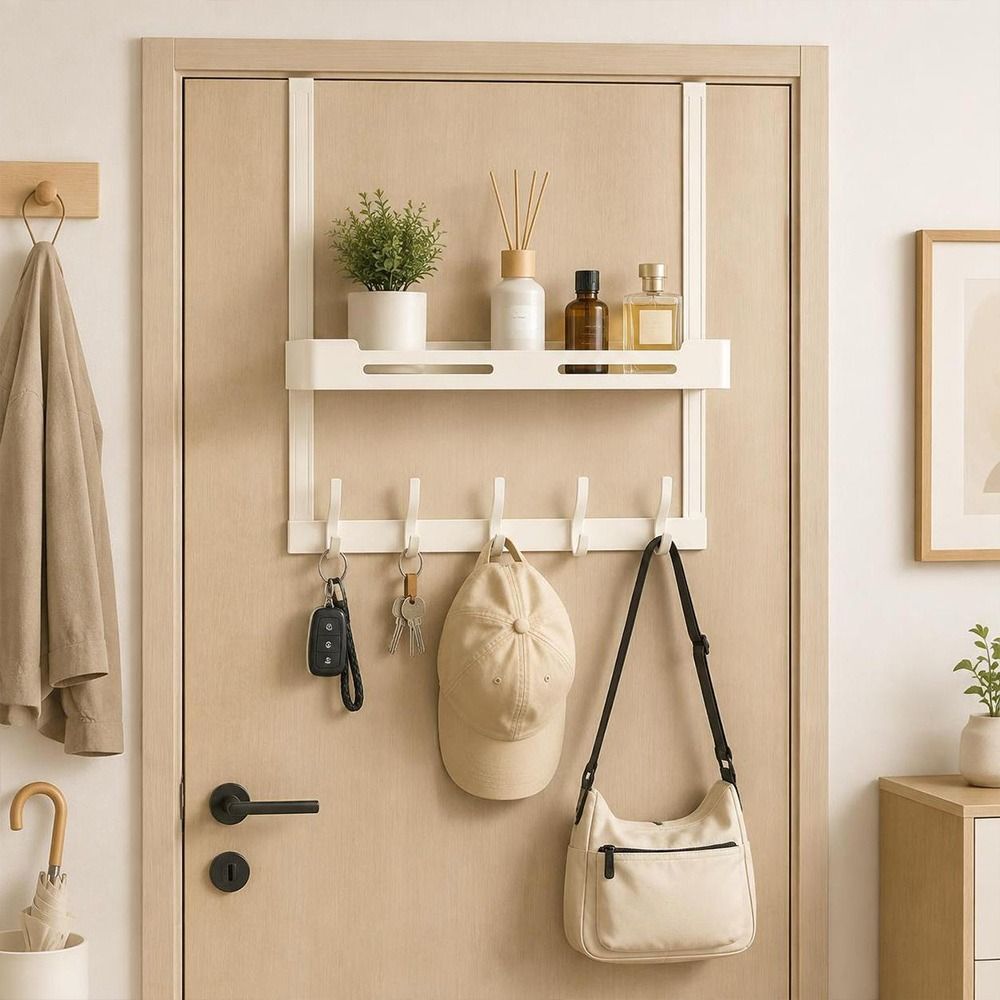 No Drill Over The Door Hook Rack Aluminum Door Organizer Hanging Hook Rack Bedroom Organization