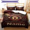3pcs Duvet Cover Set (1*Duvet Cover + 2*Pillowcase, Without Core), Custom Name Manchester UnitedPattern Bedding Set, Home Bedroom Decor Gift