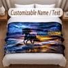 Manta Suave Tema Cavalo Personalizada Nome Personalizado Impressão de Texto Manta Quente Decoração de Sofá de Casa Quarto