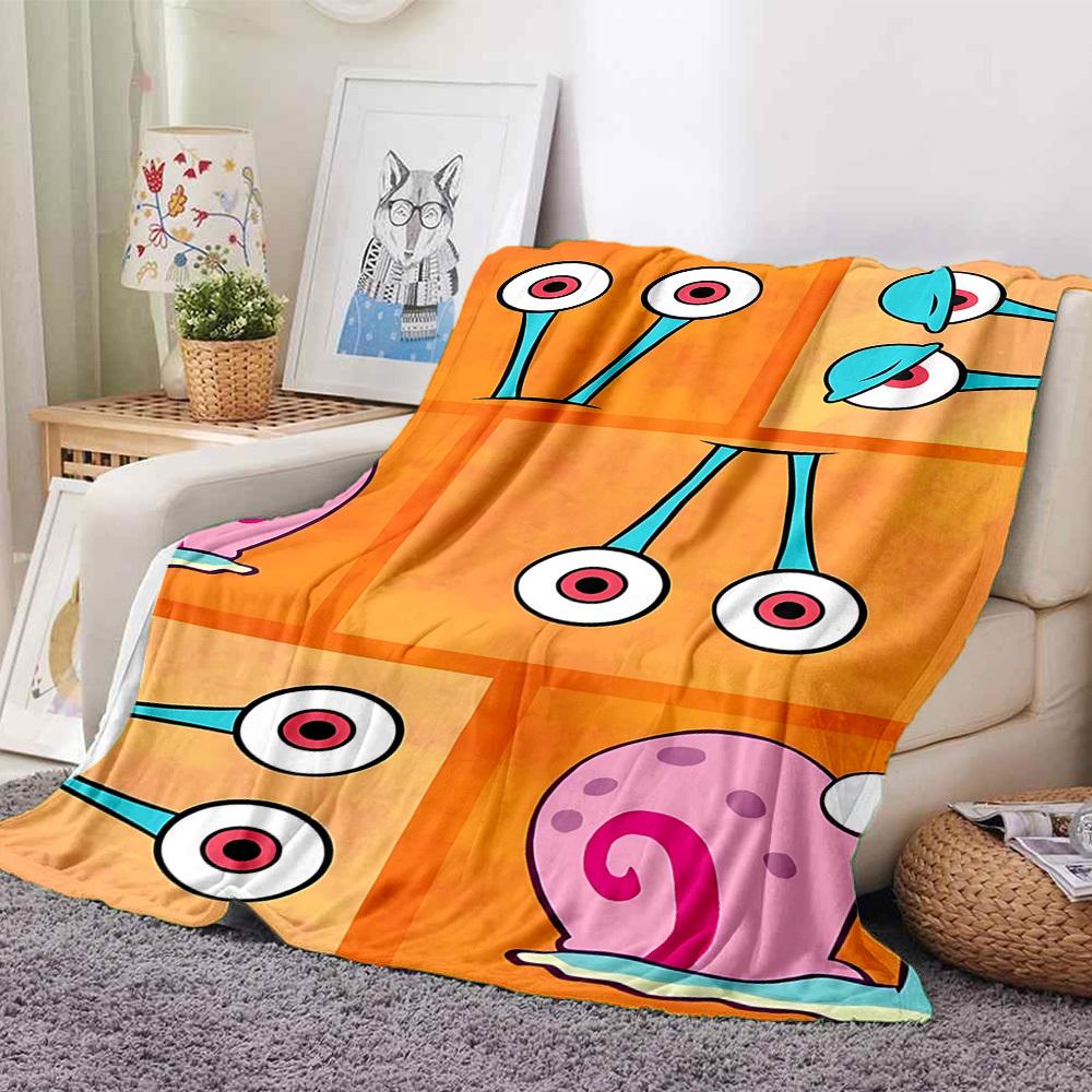 1pc SpongeBob Cozy Print Blanket Lightweight Warm Flannel Throw Blanket For Sofa, Bed, Living Room