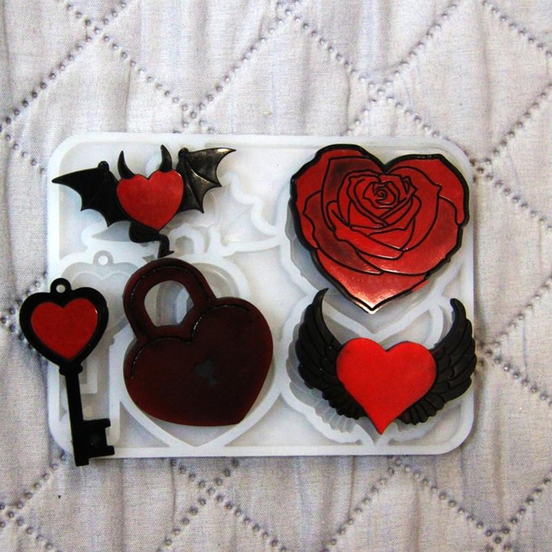 Engel Teufel Flügel Schlüsselanhänger Silikonform mit Loch Schlüsselanhänger Anhänger Handgemachte Form Geburtstags Valentinstags Geschenk Schmuck