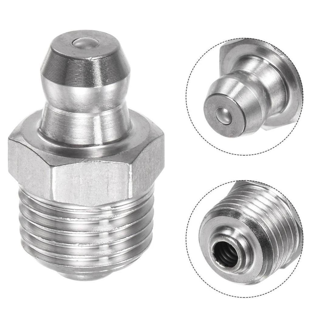 Industrial Strength Stainless Steel Grease Fitting M10 x 1mm Thread 10Pcs Suitable For Various Mechanical Equipment