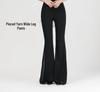 Women's V-Neck Short Sleeve Dance Outfit with Black Flared Pants