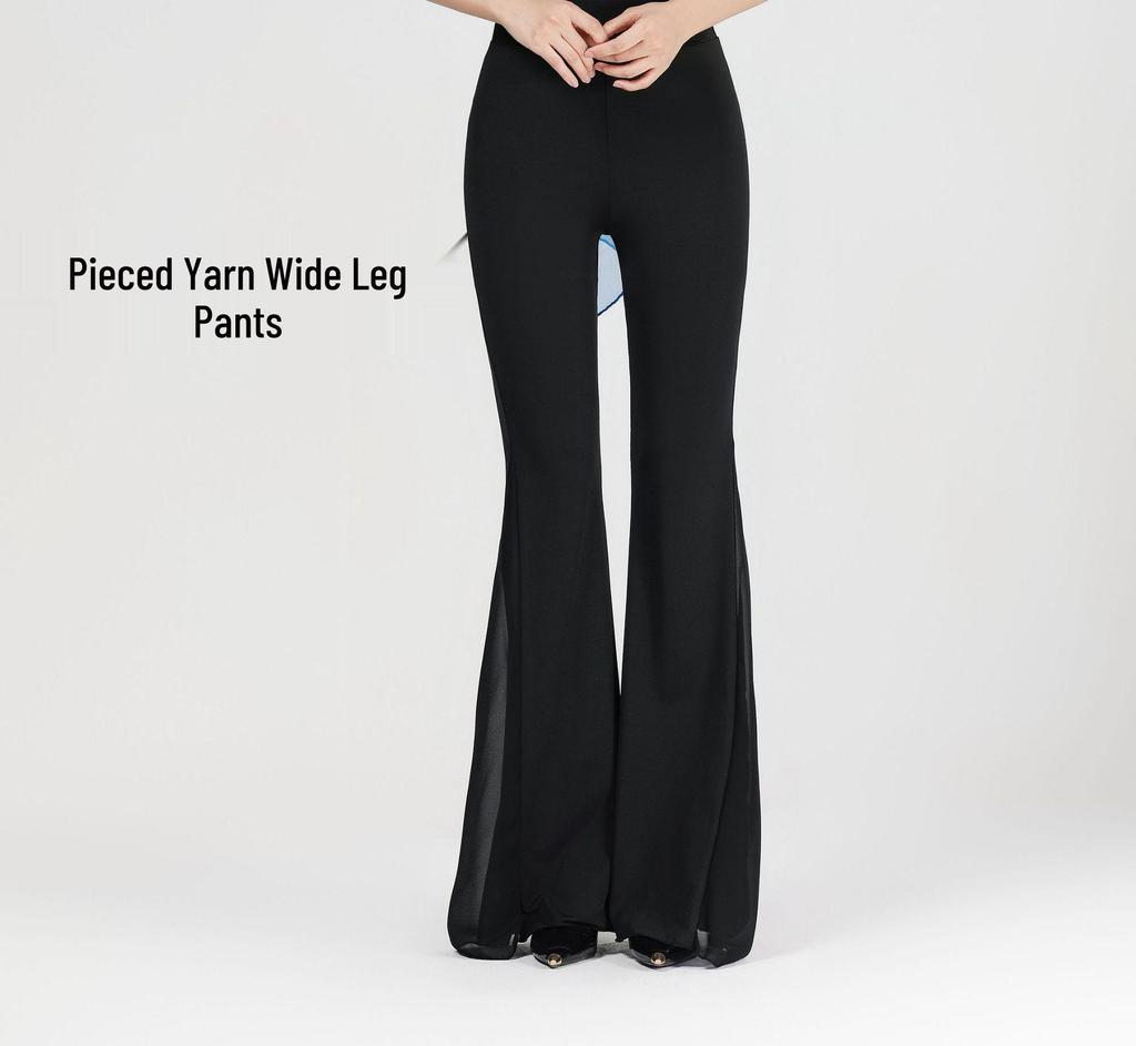 Women's V-Neck Short Sleeve Dance Outfit with Black Flared Pants