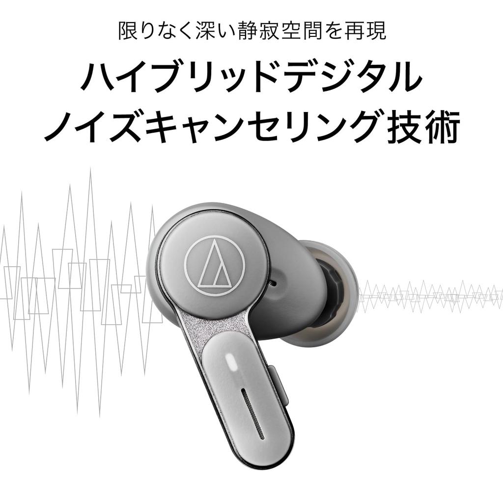 Wireless Noise Up to 20 Hours of Enhanced Call Low Latency LDAC IPX4 Water Fast Qi Wireless Gray Audio-Technica ATH-TWX7 Earbuds, Bluetooth,