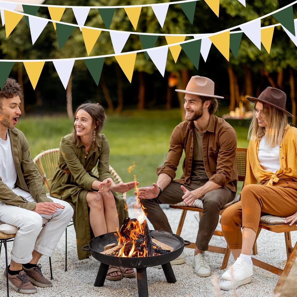 Yellow Green White Pennant Banner Triangle Flag Bunting Garland for Wedding Birthday Baby Shower Graduation Golf Party Decoration